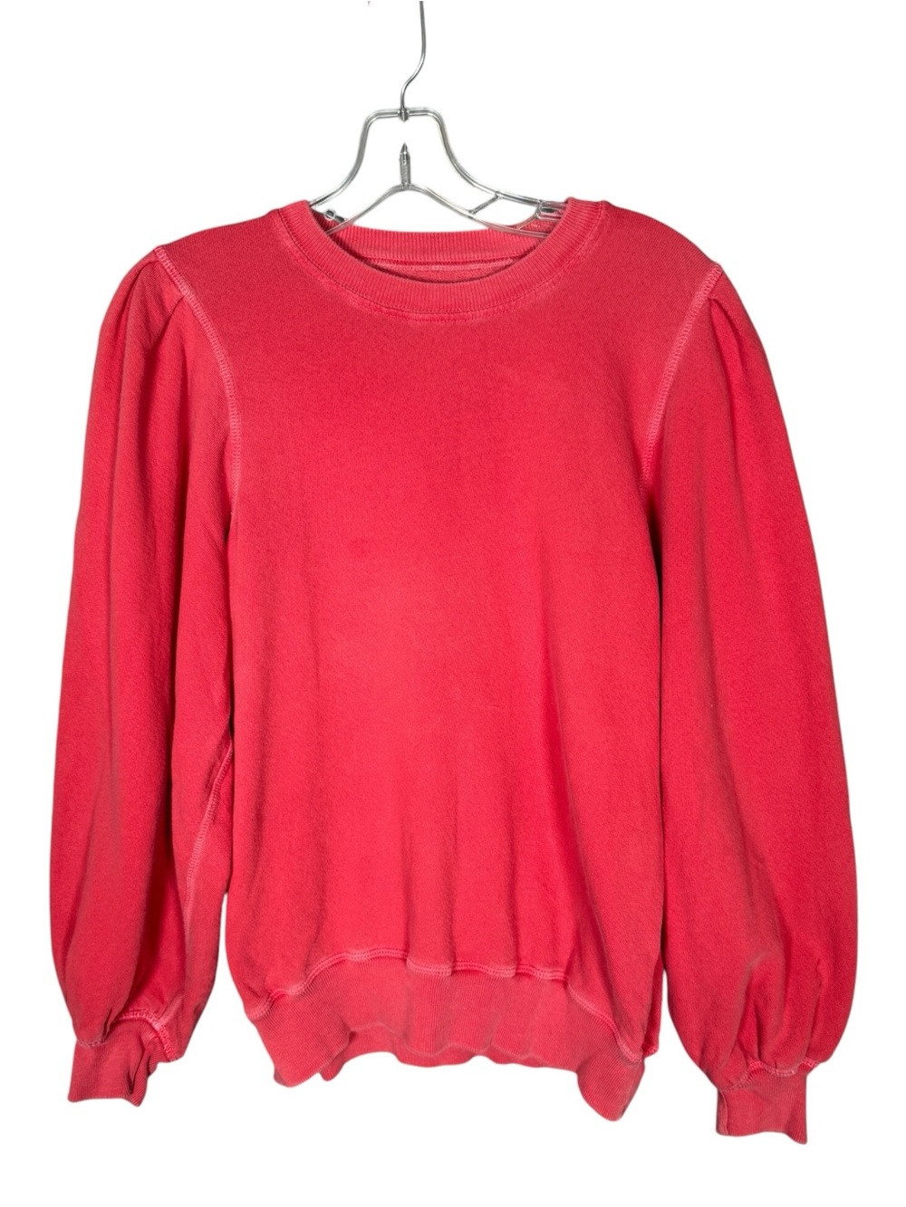 The Great 100% Cotton Red Balloon Sleeve Sweatshirt Red Casual Soft 1 = S